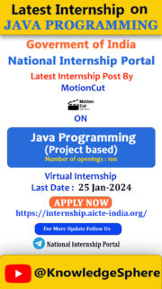 Internship on JAVA | National internship Portal | Internship of Java Developer