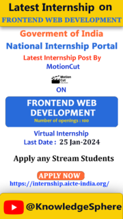 Internship on Frontend Development | National internship Portal | Internship of frontend developer