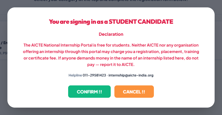 02-student-declaration Student Registration Process of National Internship Portal for Students 2026 in Details