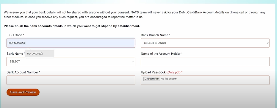 NATS 2.0 Bank Details Requirment