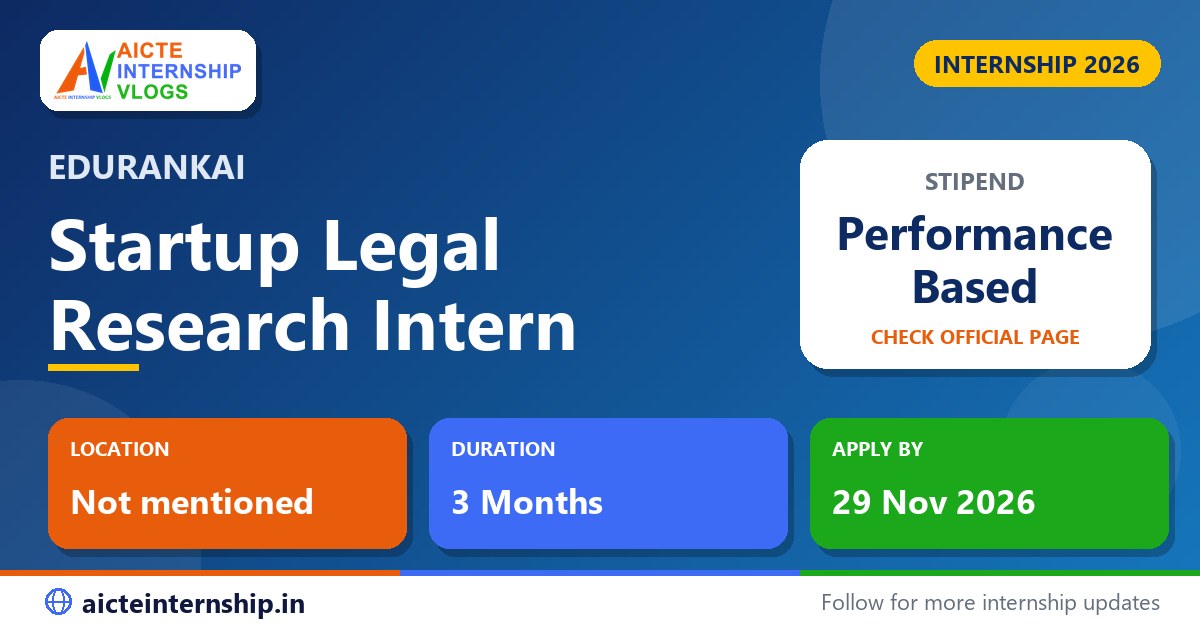 EduRankAI Startup Legal Research internship 2026 - performance based stipend
