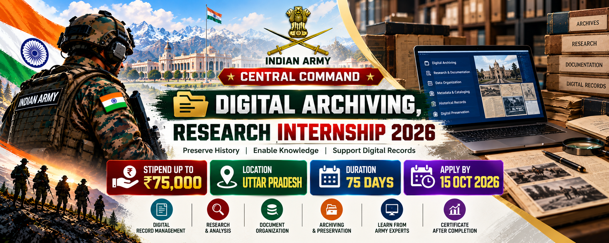Indian Army Central Command Digital Archiving, Research Internship 2026