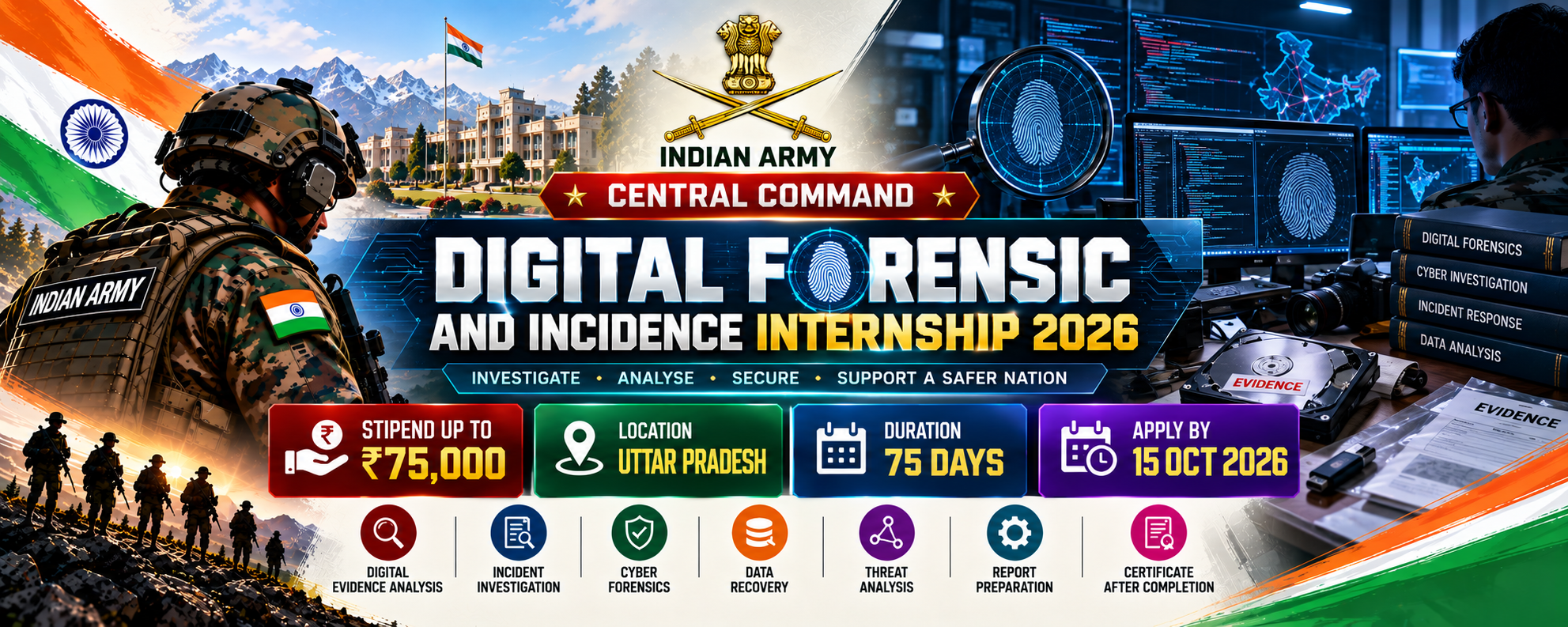 Indian Army Central Command Digital forensic and incidence Internship
