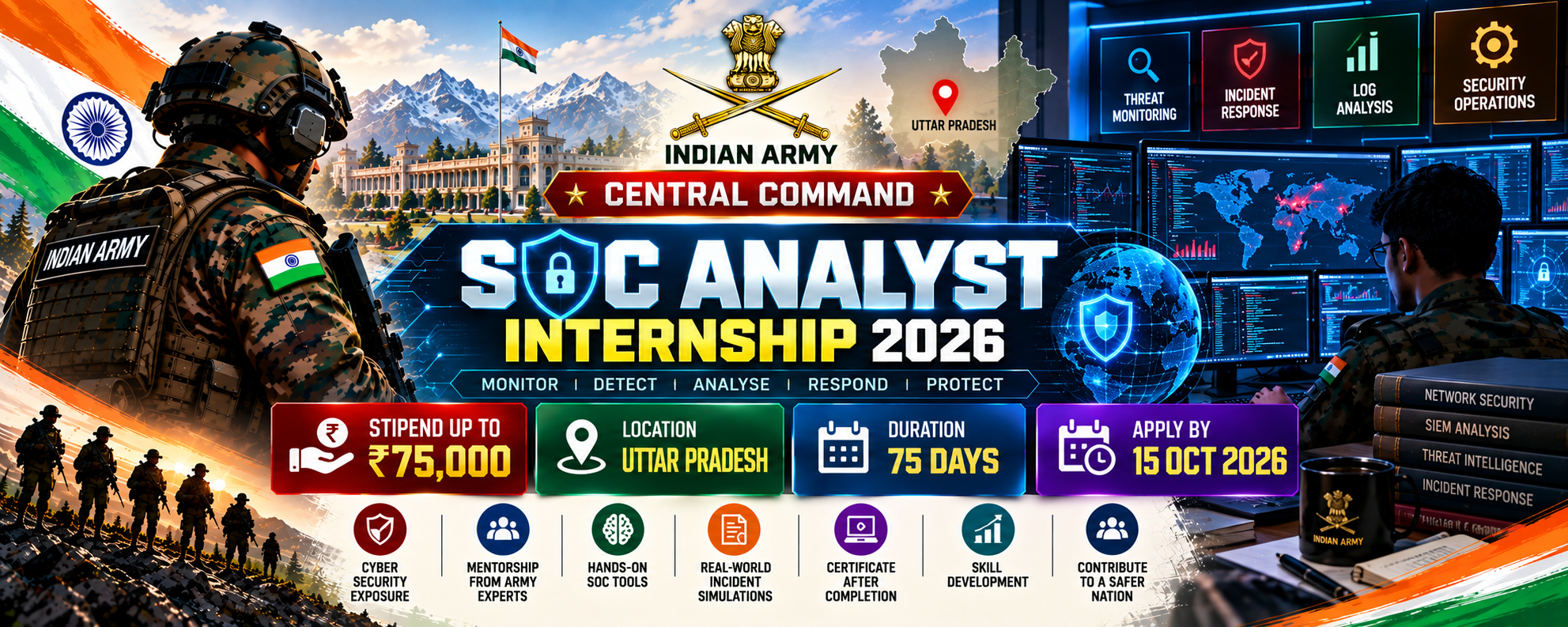 Indian Army Central Command SOC Analyst Internship 2026