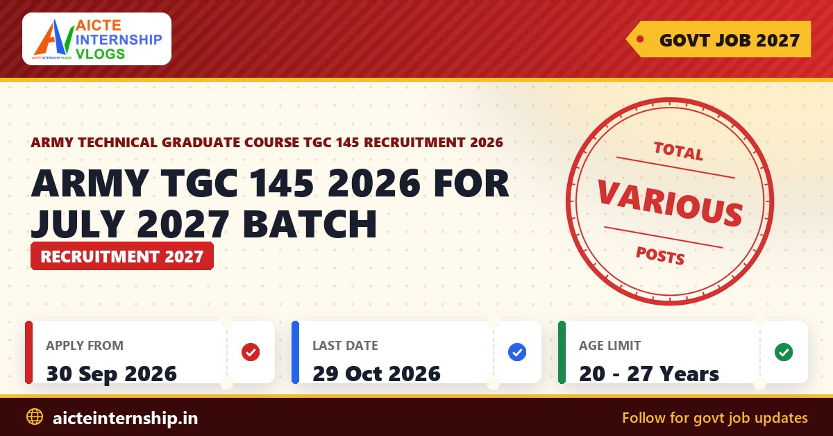 Army TGC 145 2026 for July 2027 Batch Recruitment 2027