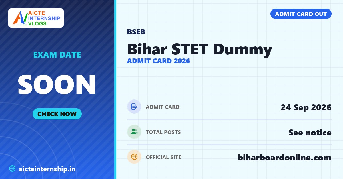 Bihar STET Dummy Admit Card 2026 banner with the exam date