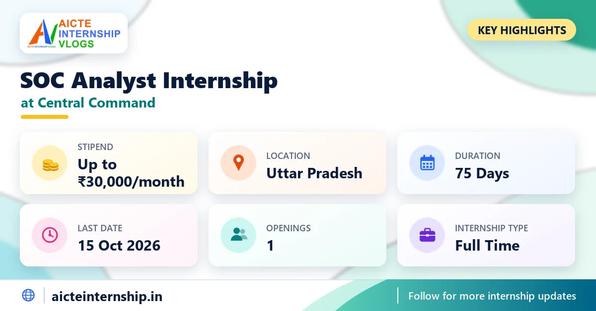 central-command-soc-analyst-internship-2026-highlights Indian Army Central Command SOC Analyst Internship 2026