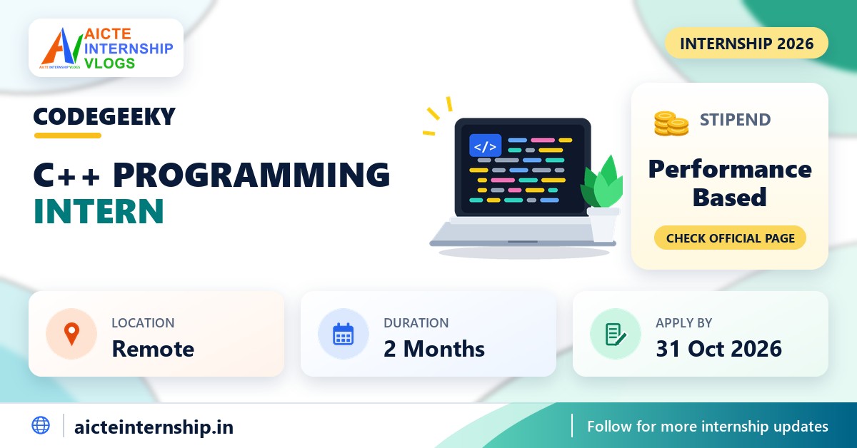 codegeeky C++ Programming Internship 2026: Performance Based