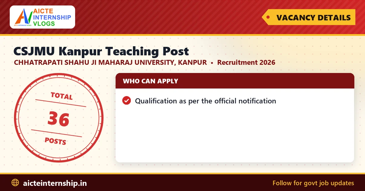 csjmu-kanpur-teaching-post-recruitment-2026-vacancy CSJMU Kanpur Teaching Post Recruitment 2026: 36 Posts