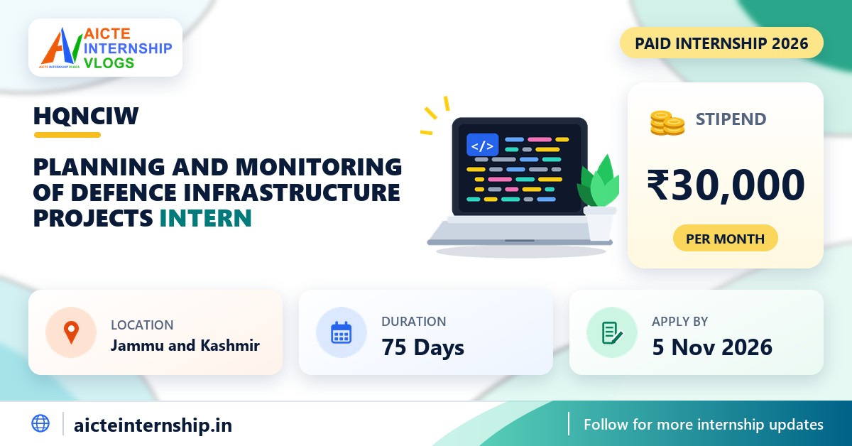 HQNCIW Planning and Monitoring of Defence Internship 2026