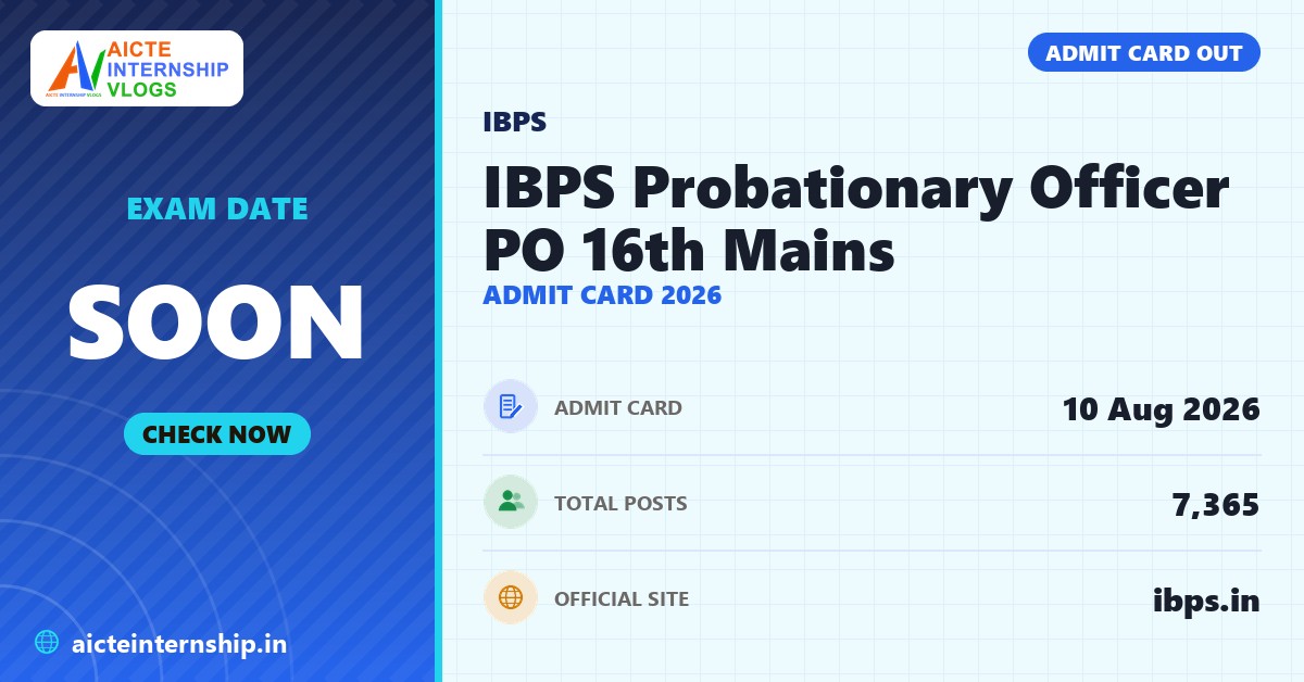 IBPS Probationary Officer PO 16th Mains Admit Card 2026 banner with the exam date
