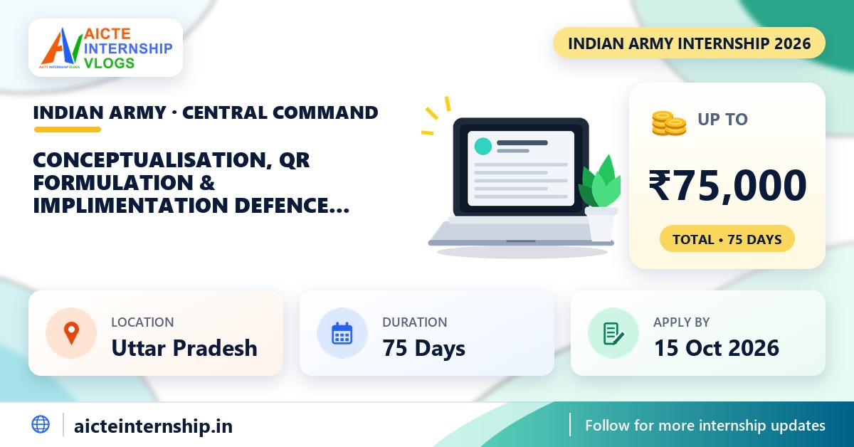 Indian Army Conceptualisation, QR Formulation Internship 2026
