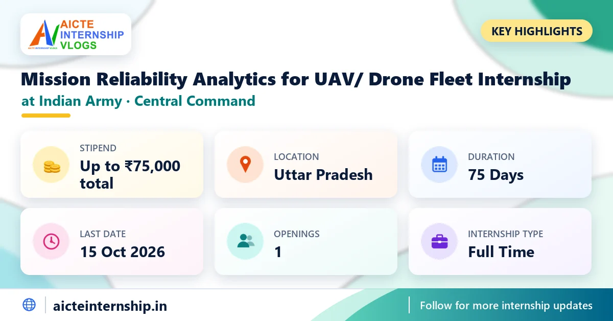 indian-army-central-command-mission-reliability-analytics-for-uav-drone-internsh-highlights Indian Army Mission Reliability Analytics for UAV Internship 2026