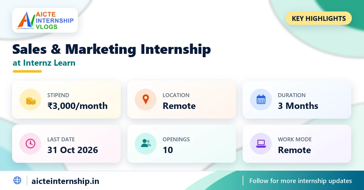 internz-learn-sales-and-marketing-internship-2026-highlights Internz Learn Sales & Marketing Internship: ₹3,000/Month