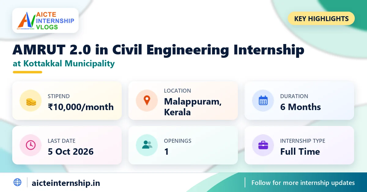 kottakkal-municipality-amrut-2-0-in-civil-internship-2026-highlights Kottakkal Municipality AMRUT 2.0 in Civil Internship 2026