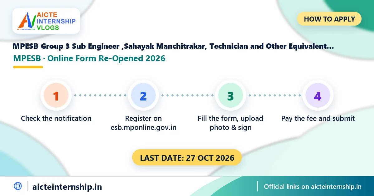mpesb-group-3-sub-engineer-sahayak-manchitrakar-recruitment-2026-apply MPESB Group 3 Sub Engineer ,Sahayak Manchitrakar Recruitment 2026