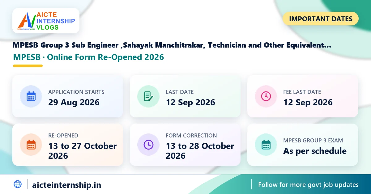 mpesb-group-3-sub-engineer-sahayak-manchitrakar-recruitment-2026-dates MPESB Group 3 Sub Engineer ,Sahayak Manchitrakar Recruitment 2026