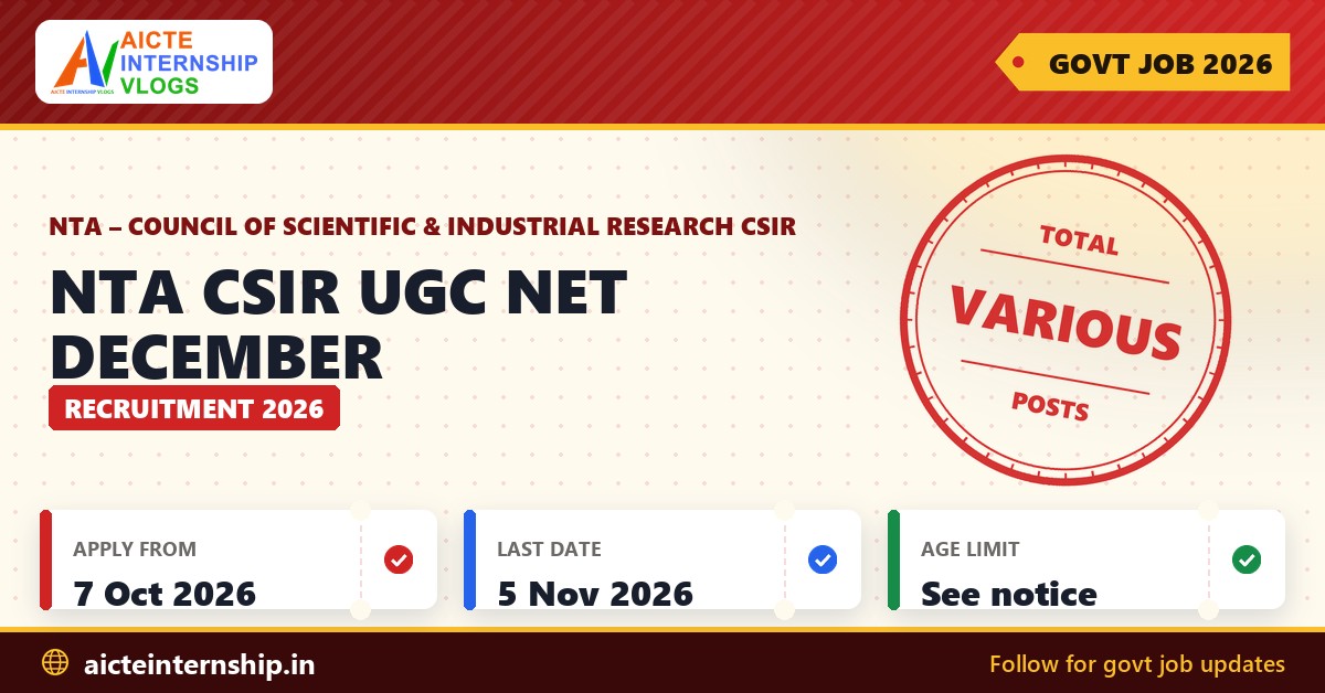 NTA CSIR UGC NET December Recruitment 2026