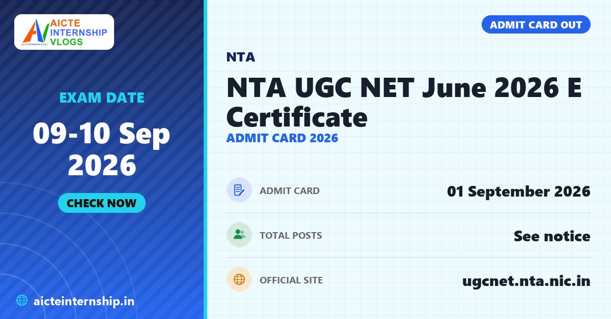 NTA UGC NET June 2026 E Certificate Admit Card 2026 banner with the exam date
