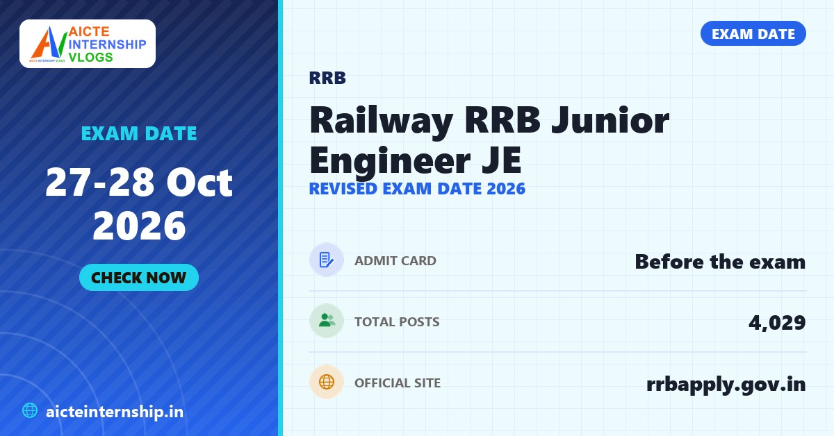 Railway RRB Junior Engineer JE Revised Exam Date 2026