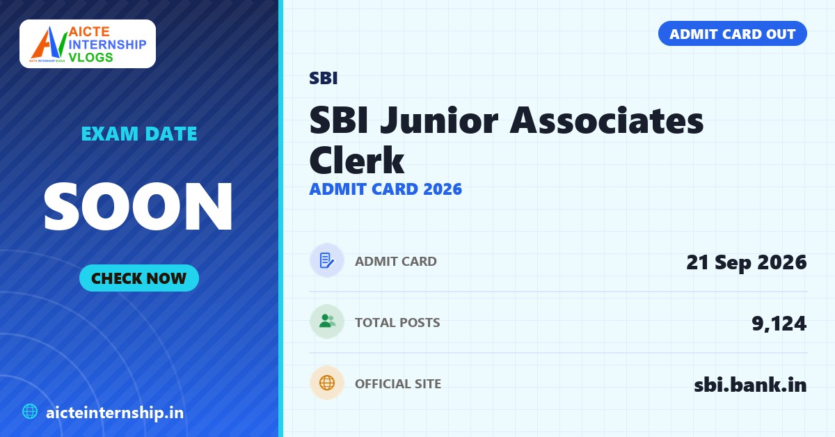 SBI Junior Associates Clerk Admit Card 2026: Download Link