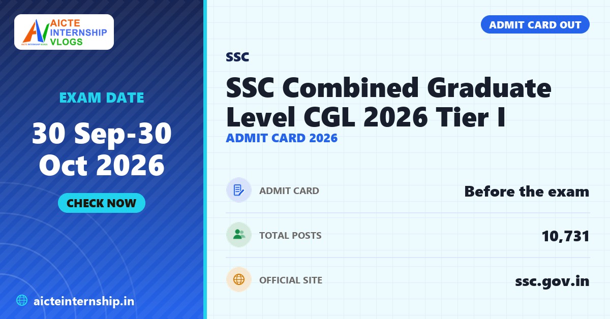 SSC Combined Graduate Level CGL 2026 Tier I Admit Card 2026 banner with the exam date
