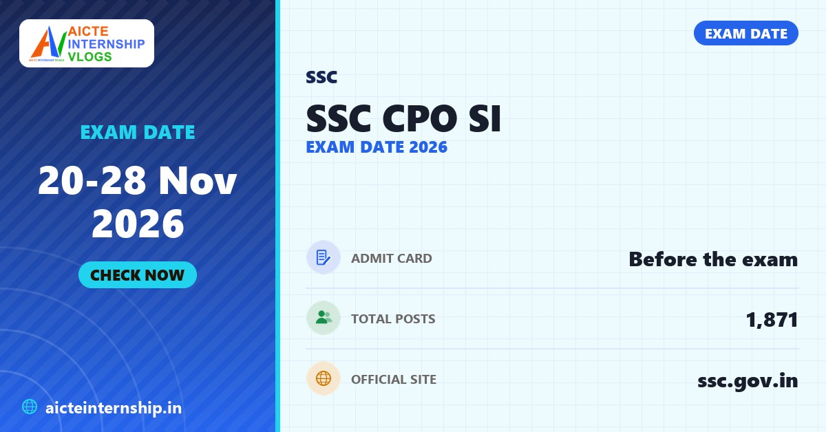 SSC CPO SI Exam Date 2026 banner with the exam date