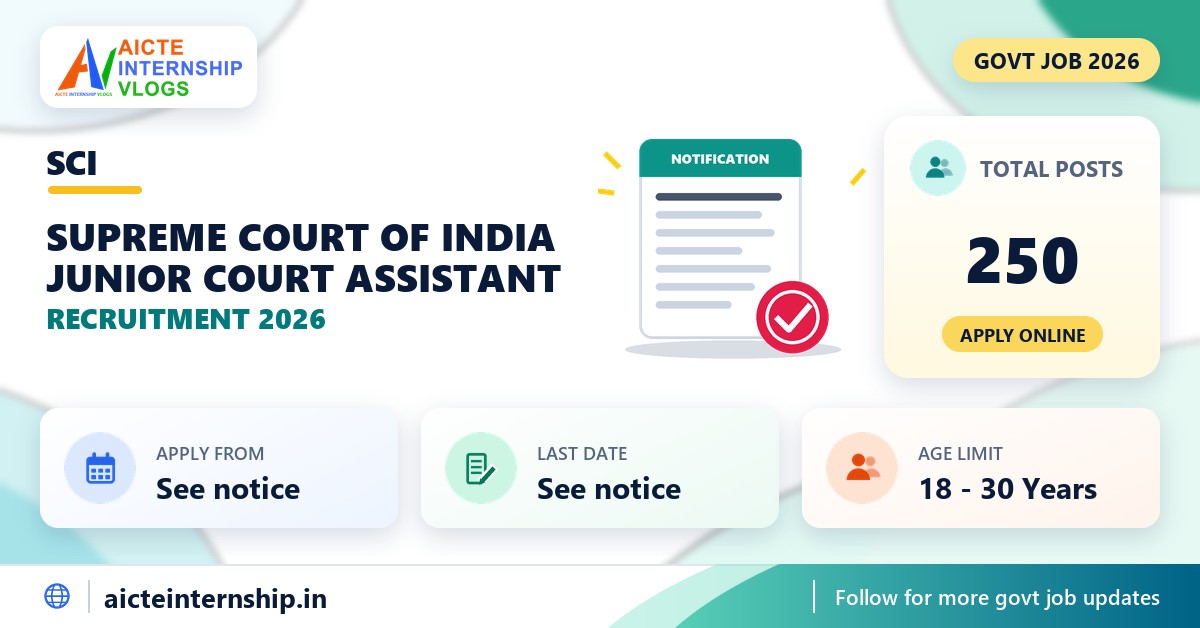 Supreme Court of India Junior Court Assistant Recruitment 2026