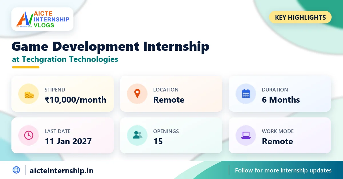 techgration-technologies-game-development-internship-2026-highlights Techgration Technologies Game Development Internship 2026