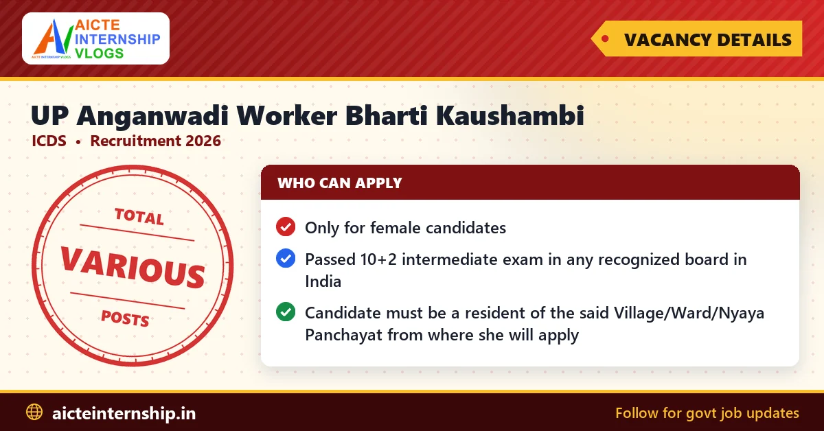 up-anganwadi-worker-bharti-kaushambi-recruitment-2026-vacancy UP Anganwadi Worker Bharti Kaushambi Recruitment 2026