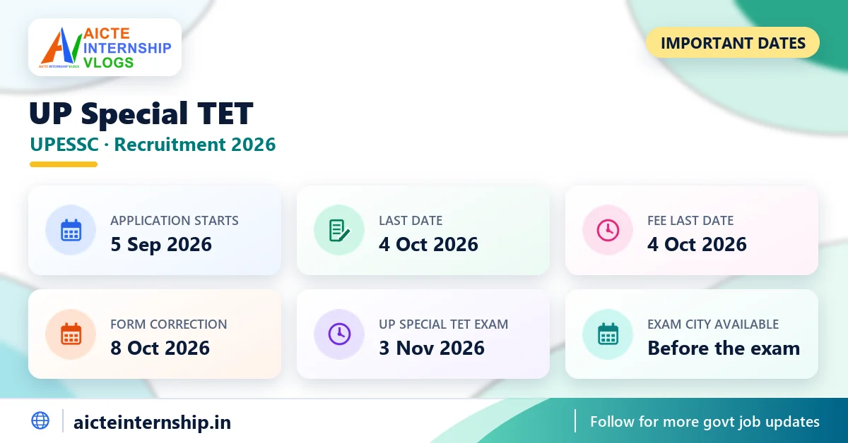 up-special-tet-recruitment-2026-dates UP Special TET Recruitment 2026: Apply Online by 4 Oct 2026