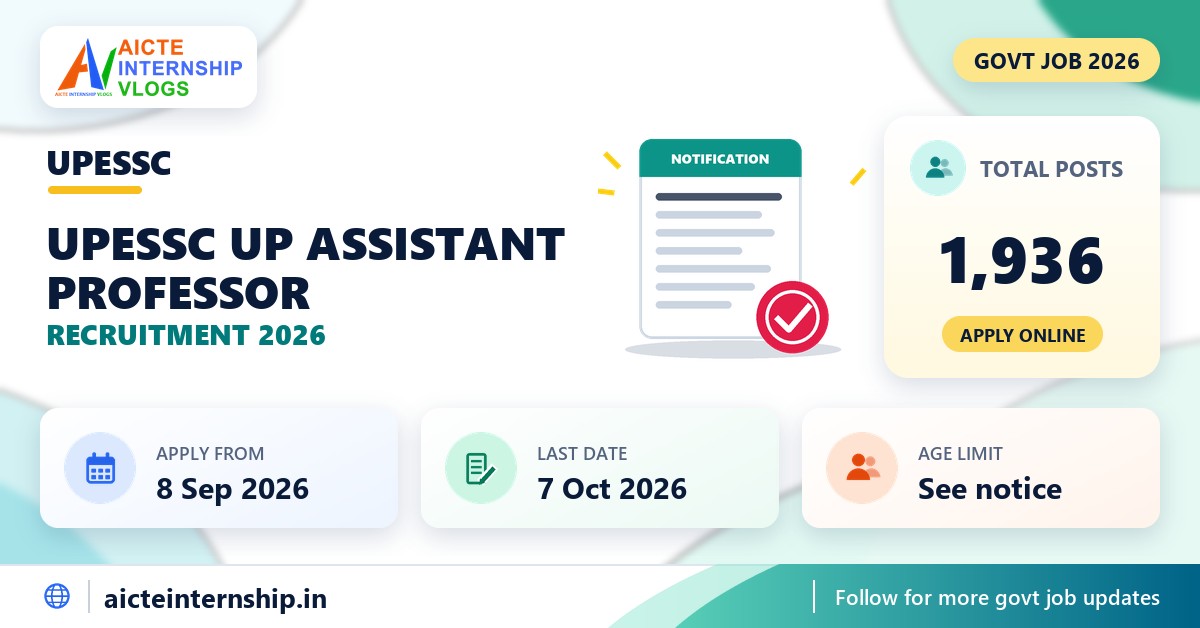 UPESSC UP Assistant Professor Recruitment 2026: 1,936 Posts