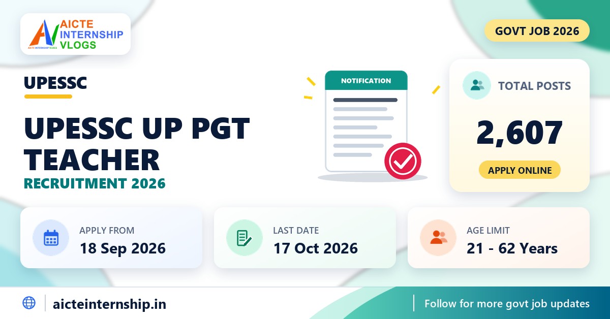 UPESSC UP PGT Teacher Recruitment 2026: 2,607 Posts