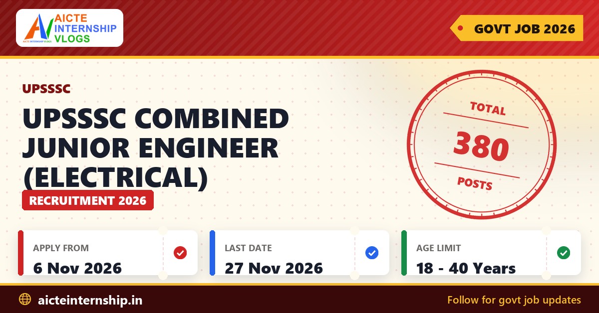 UPSSSC Combined Junior Engineer (Electrical) Recruitment 2026