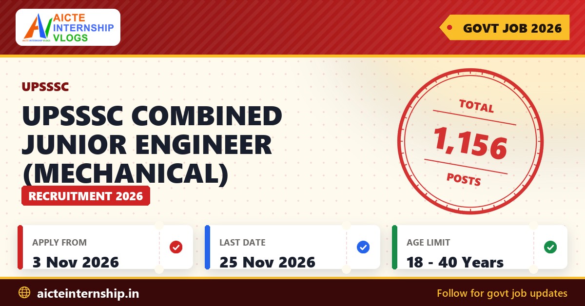 UPSSSC Combined Junior Engineer (Mechanical) Recruitment 2026