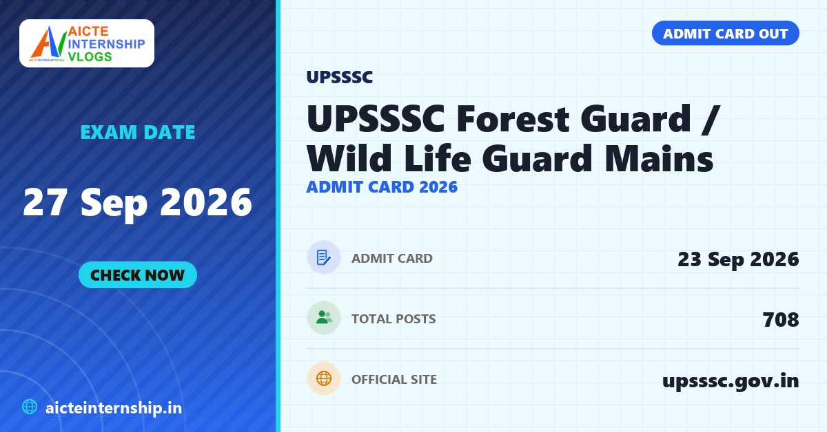 UPSSSC Forest Guard / Wild Life Guard Mains Admit Card 2026 banner with the exam date