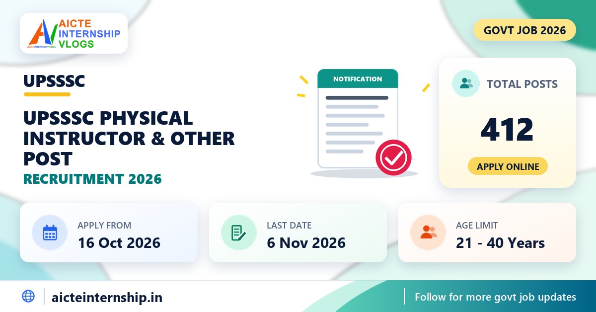 UPSSSC Physical Instructor & Other Post Recruitment 2026