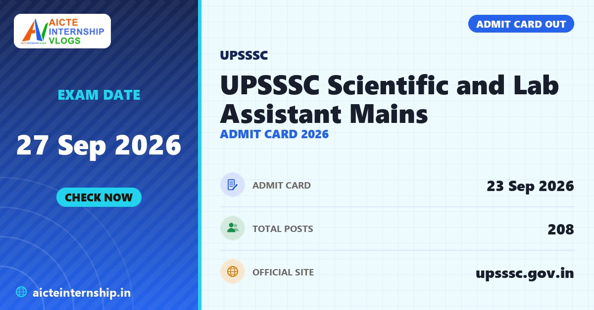 UPSSSC Scientific and Lab Assistant Mains Admit Card 2026 banner with the exam date