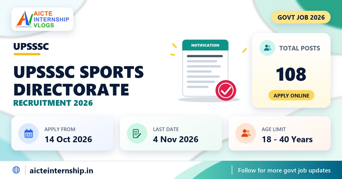 UPSSSC Sports Directorate Recruitment 2026: 108 Posts