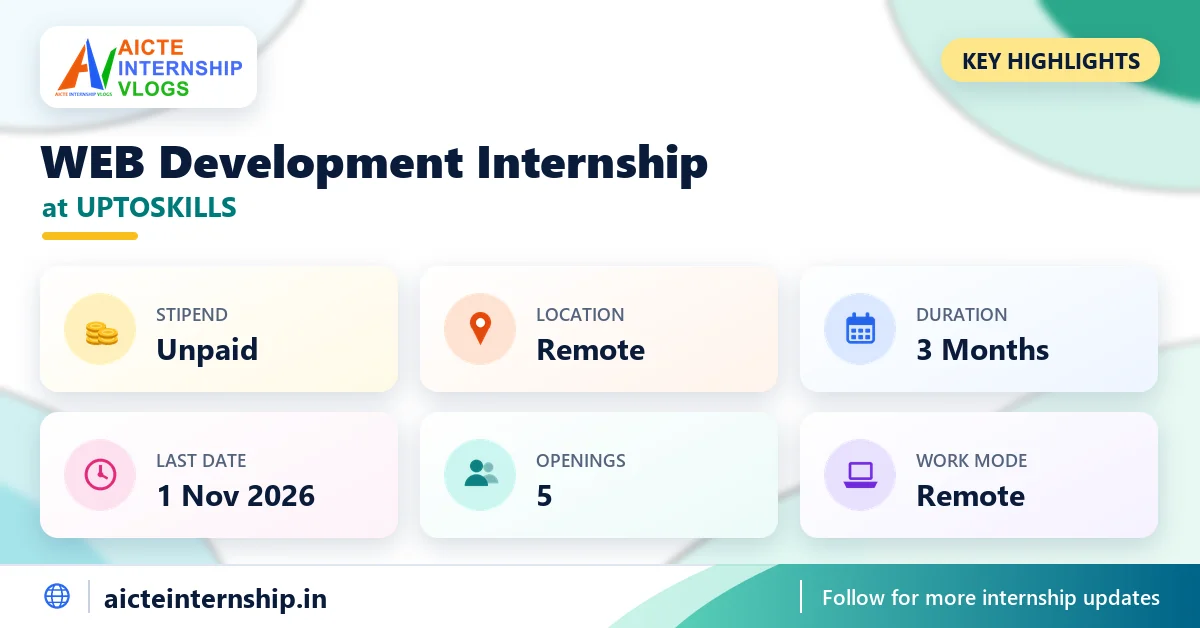 uptoskills-web-development-internship-2026-highlights UPTOSKILLS WEB Development Internship 2026: Unpaid