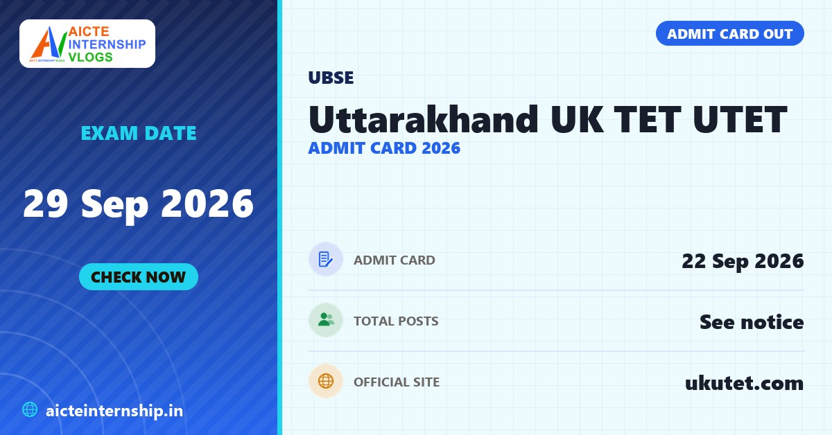 Uttarakhand UK TET UTET Admit Card 2026: Download Link
